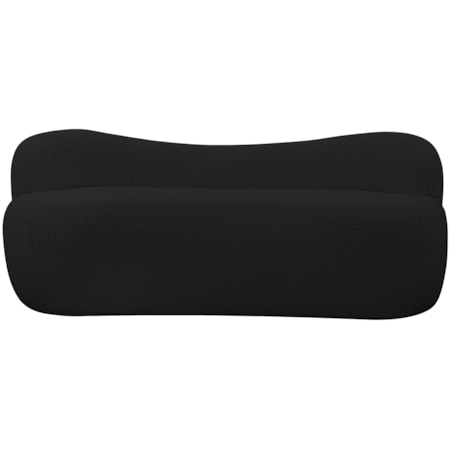 Upholstered Black Boucle Fabric Bench