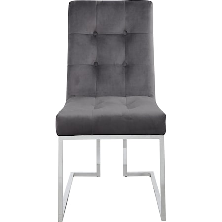 Contemporary Alexis Dining Chair Grey Velvet