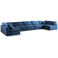 Plush Navy Velvet Standard Comfort Modular Sectional