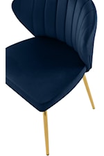 Meridian Furniture Finley Contemporary Navy Velvet Dining Chair with Gold Legs