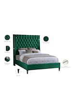Meridian Furniture Fritz Contemporary Upholstered Green Velvet Twin Bed with Tufting