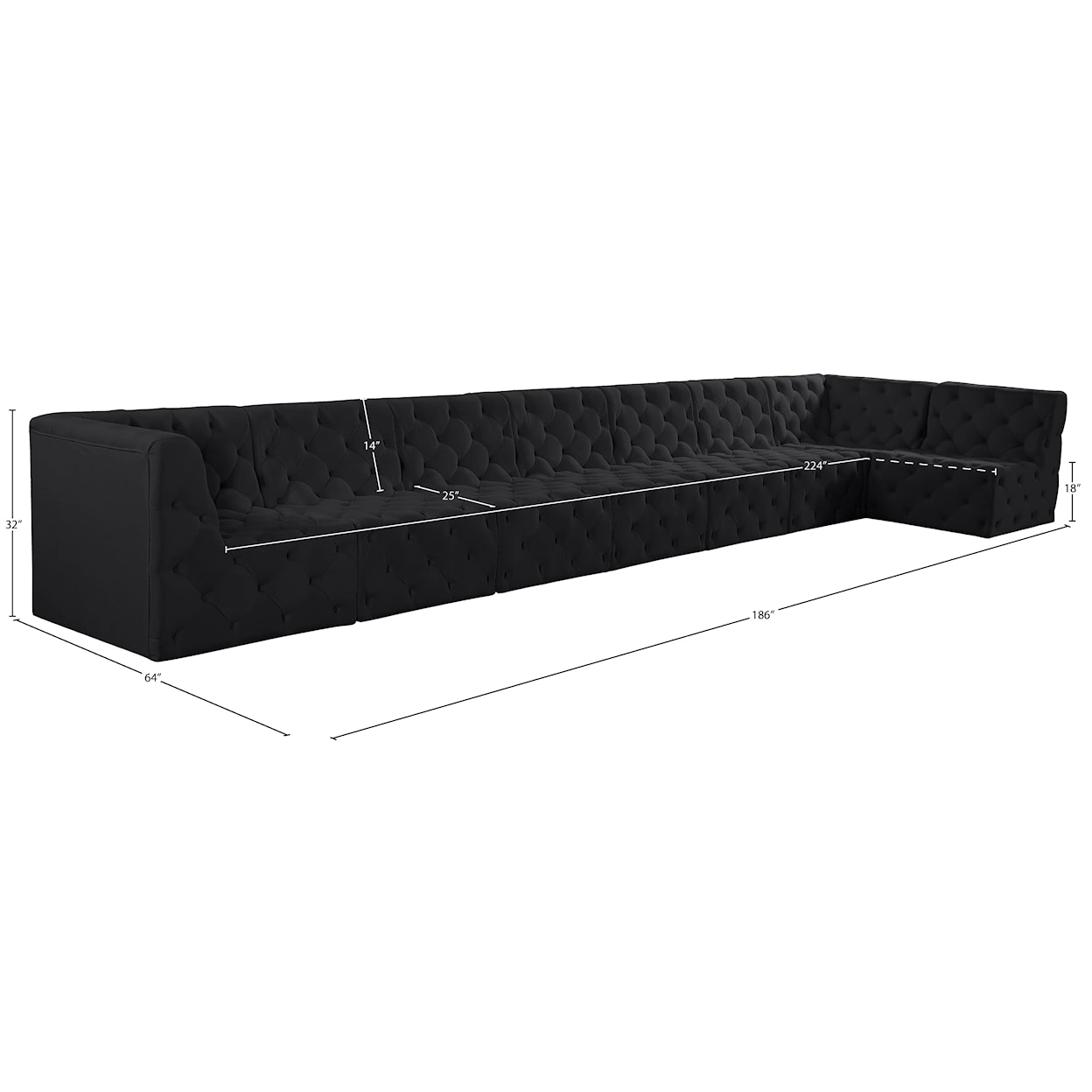 Meridian Furniture Tuft Modular Sectional