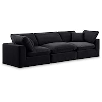 Comfy Black Velvet Modular Sofa