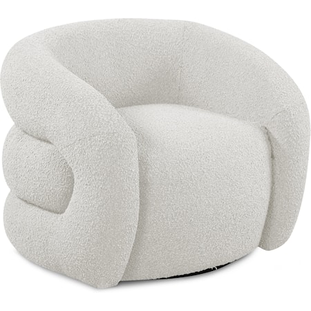 Roxbury Cream Boucle Fabric Swivel Accent Chair