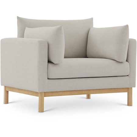 Langham Beige Linen Textured Fabric Chair