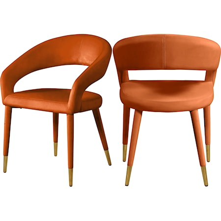 Contemporary Upholstered Cognac Velvet Dining Chair
