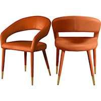 Contemporary Upholstered Cognac Velvet Dining Chair