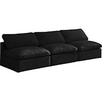 Plush Black Velvet Standard Comfort Modular Sofa