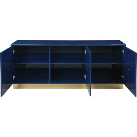 Navy Lacquer Sideboard with Gold Base