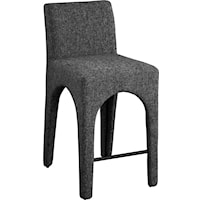 Contemporary Linen Textured Upholstered Stool - Black