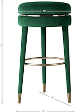 Meridian Furniture Coral Contemporary Upholstered Green Velvet Swivel Bar Stool