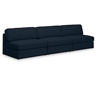 Beckham Navy Durable Linen Textured Fabric Modular Sofa