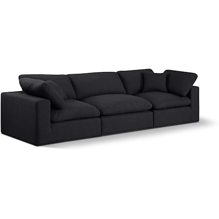 Comfy Black Linen Textured Fabric Modular Sofa