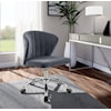 Meridian Furniture Finley Grey Velvet Office Chair with Chrome Base