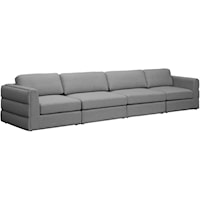 Beckham Grey Durable Linen Textured Fabric Modular Sofa
