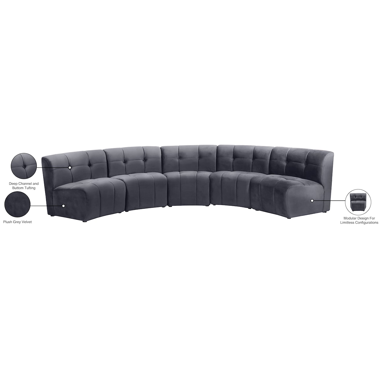 Meridian Furniture Limitless 5pc. Modular Sectional