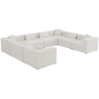 Contemporary Cream 8-Piece Sectional Sofa with Track Arms