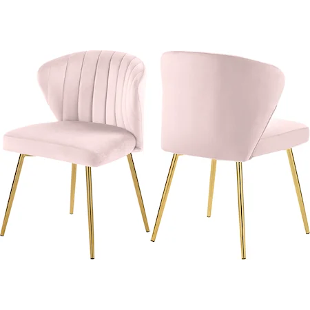 Contemporary Pink Velvet Dining Chair with Gold Legs