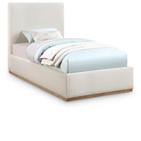 Monaco Cream Boucle Fabric Twin Bed