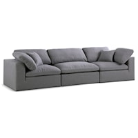 Serene Grey Linen Textured Fabric Deluxe Comfort Modular Sofa