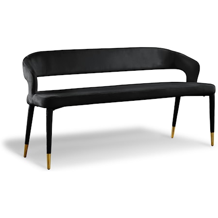 Contemporary Upholstered Black Velvet Bench