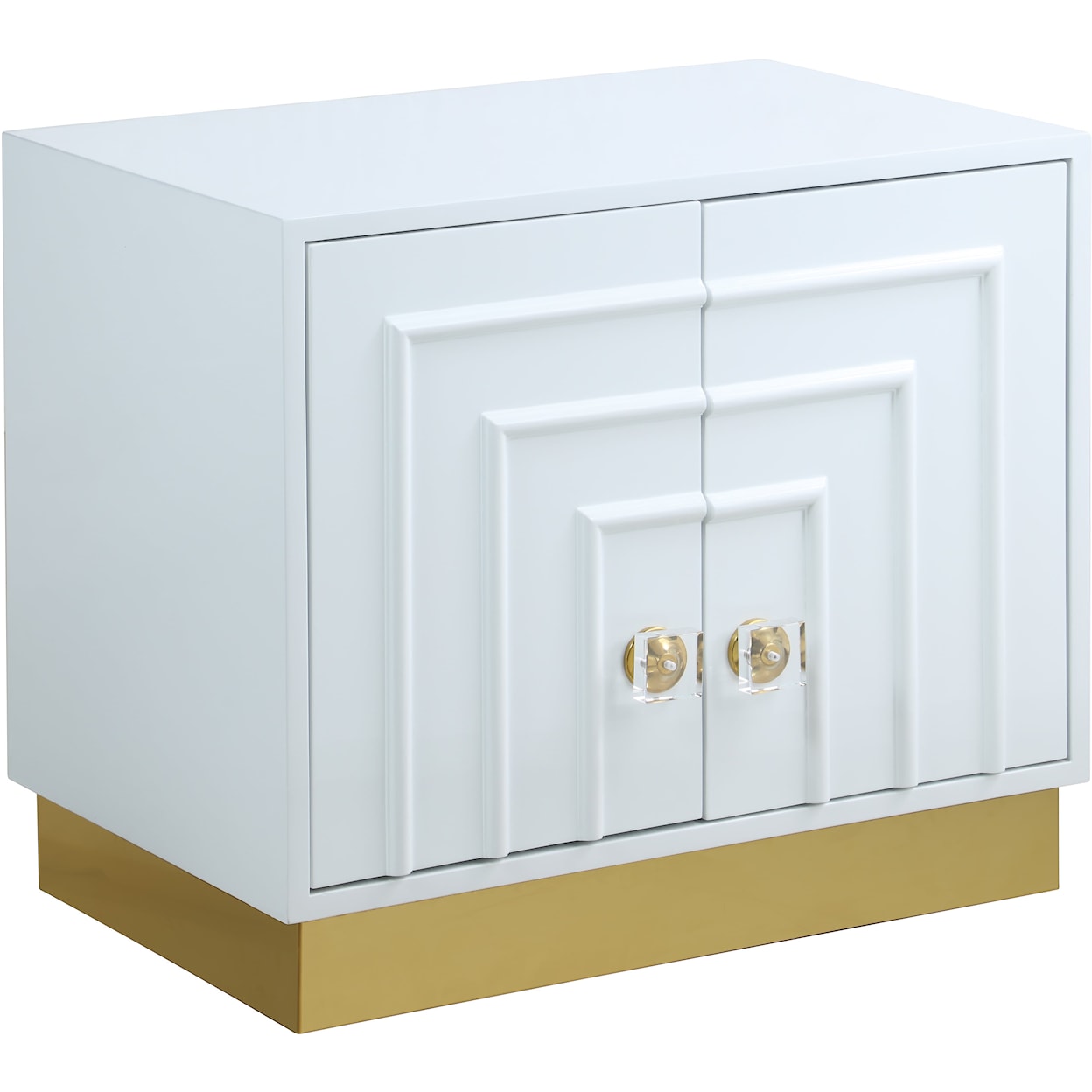 Meridian Furniture Cosmopolitan White Lacquer Side Table with Gold Base