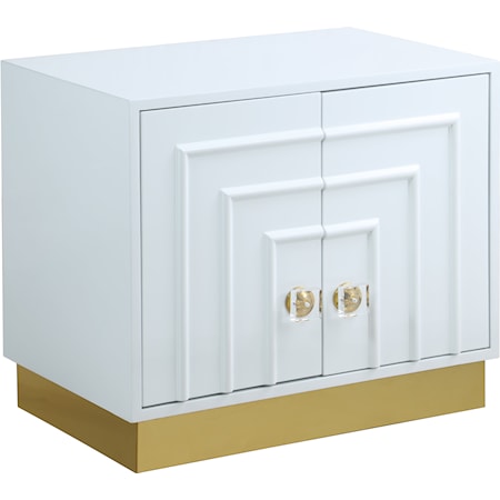 White Lacquer Side Table with Gold Base
