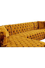 Meridian Furniture Coco 3-Piece Gold Velvet Sectional Sofa with Tufting