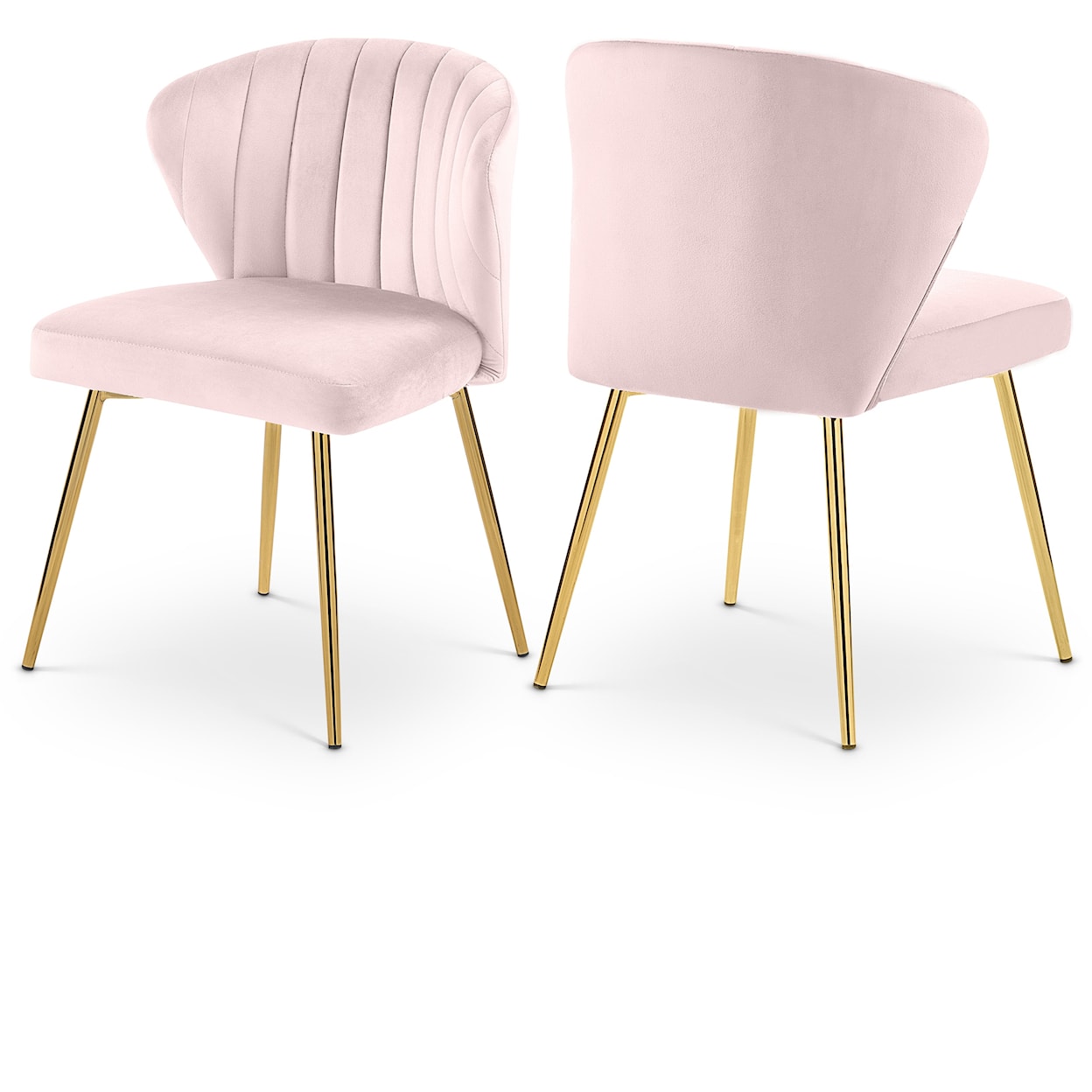Meridian Furniture Finley Pink Velvet Dining Chair with Gold Legs