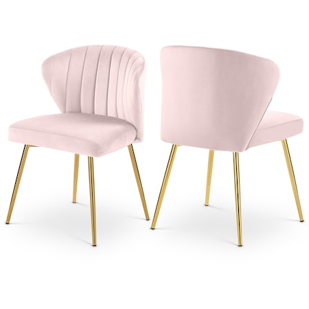 Contemporary Pink Velvet Dining Chair with Gold Legs