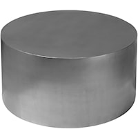 Contemporary Cylinder Coffee Table Brushed Chrome