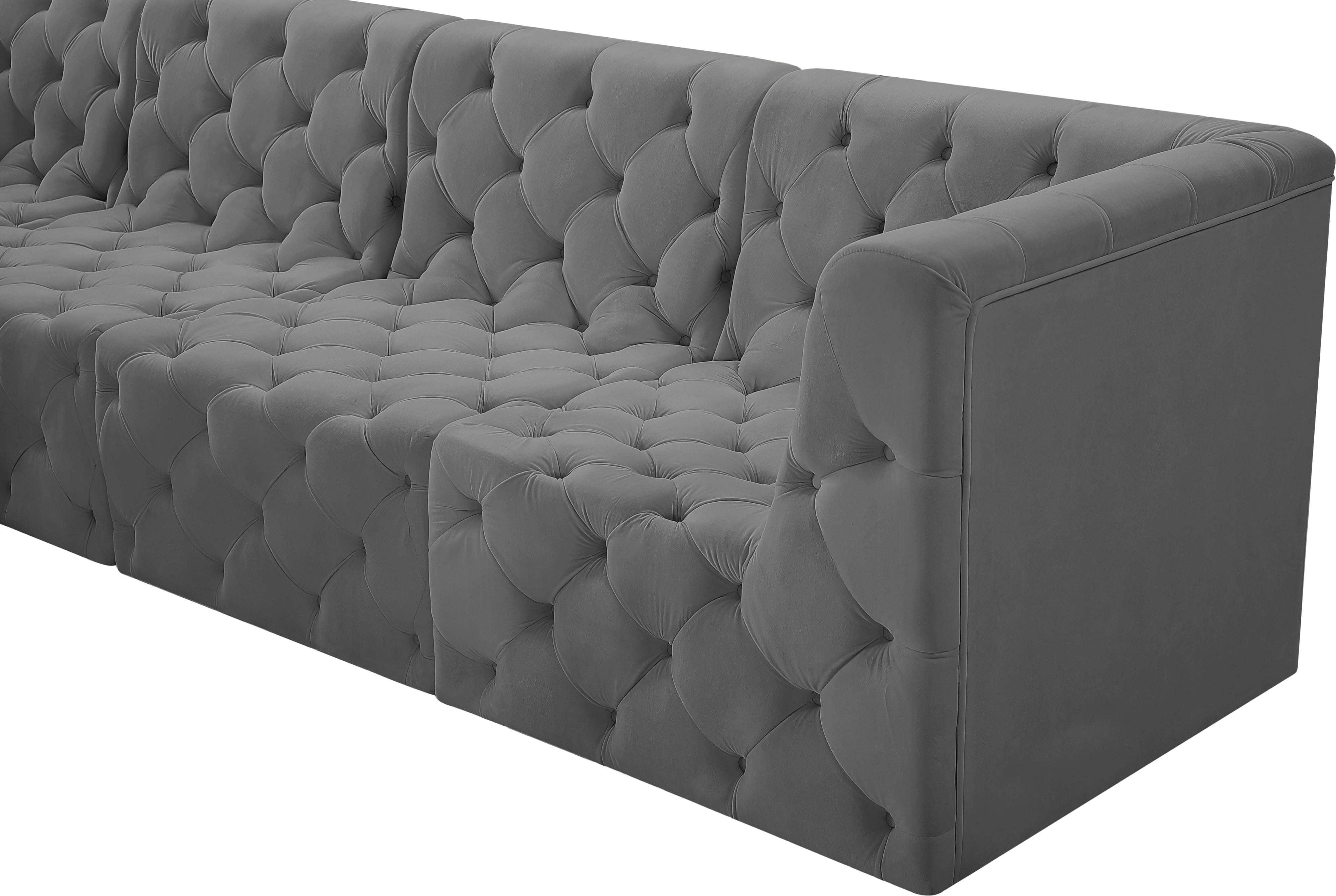 Meridian Furniture Tuft 680GreySec5B Tuft Grey Velvet Modular