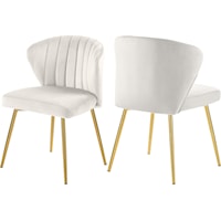 Contemporary Cream Velvet Dining Chair with Gold Legs