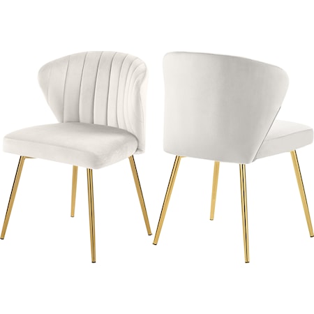 Cream Velvet Dining Chair with Gold Legs