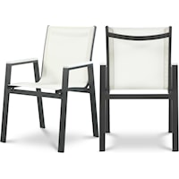 Nizuc White Mesh Water Resistant Fabric Outdoor Patio Aluminum Mesh Dining Arm Chair
