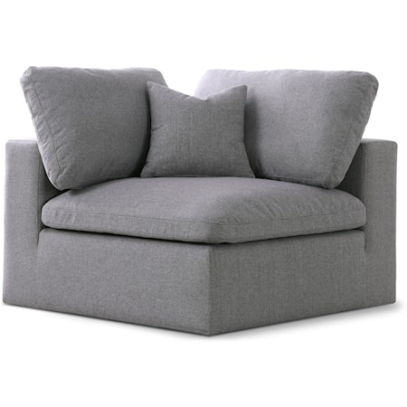 Serene Grey Linen Textured Fabric Deluxe Comfort Modular Corner Chair
