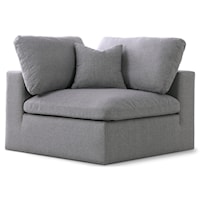 Serene Grey Linen Textured Fabric Deluxe Comfort Modular Corner Chair