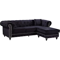 Sabrina Black Velvet 2Pc. Reversible Sectional