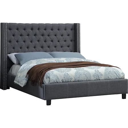 Ashton Grey Linen Textured Queen Bed