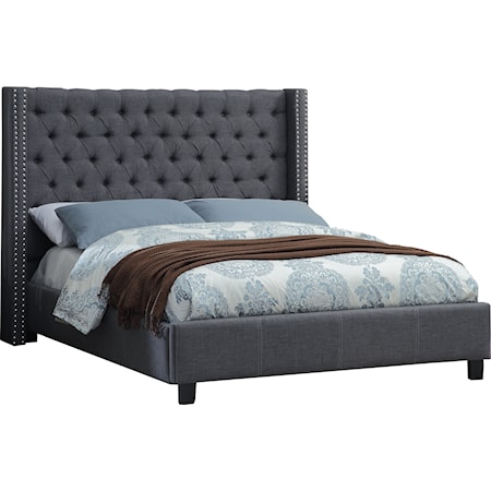 Ashton Grey Linen Textured King Bed