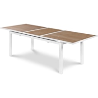 Nizuc Brown Wood Look Accent Paneling Outdoor Patio Extendable Aluminum Dining Table