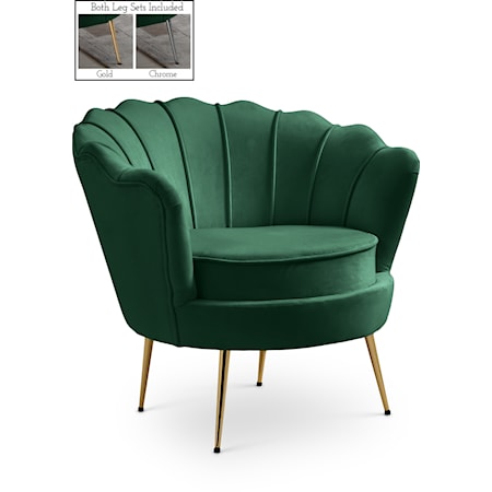 Contemporary Gardenia Chair Green Velvet