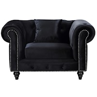 Contemporary Chesterfield Chair Black Velvet