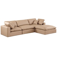 Comfy Tan Faux Leather Modular Sectional