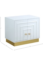 Meridian Furniture Cosmopolitan Contemporary White Lacquer Side Table with Gold Base