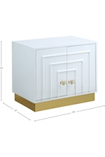 Meridian Furniture Cosmopolitan Contemporary White Lacquer Sideboard with Gold Base