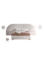 Meridian Furniture Cleo Contemporary Upholstered Cream Velvet Queen Bed with Removable Panels