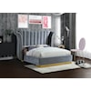 Meridian Furniture Flora Upholstered Grey Velvet King Bed 