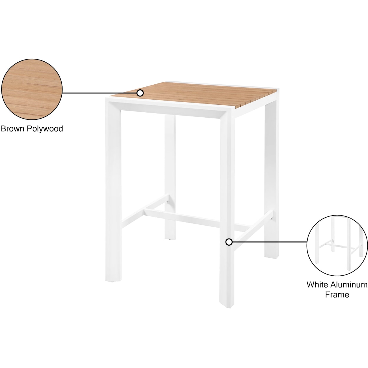 Meridian Furniture Nizuc Aluminum Square Bar Table