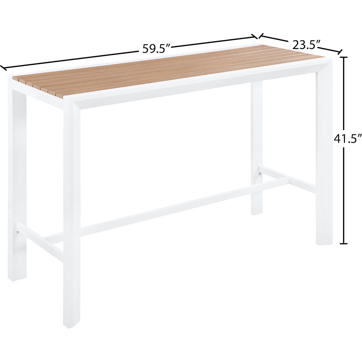 Meridian Furniture Nizuc Aluminum Rectangle Bar Table